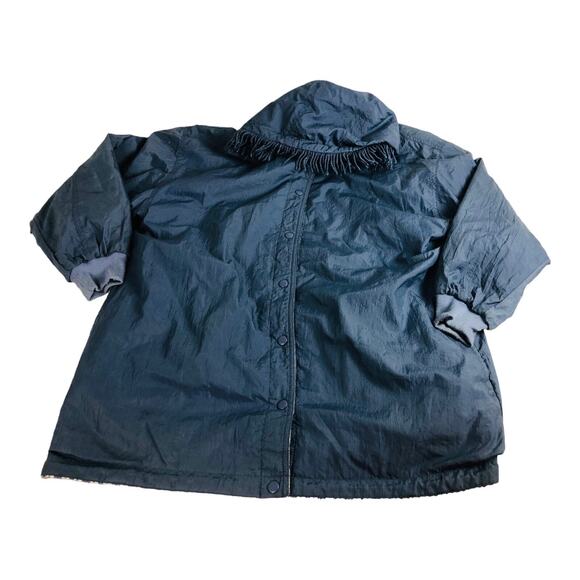 Womens Reversible Coat OSFM Hooded Nordic Fringe Nylon Water Resistant Jacket - Picture 15 of 16